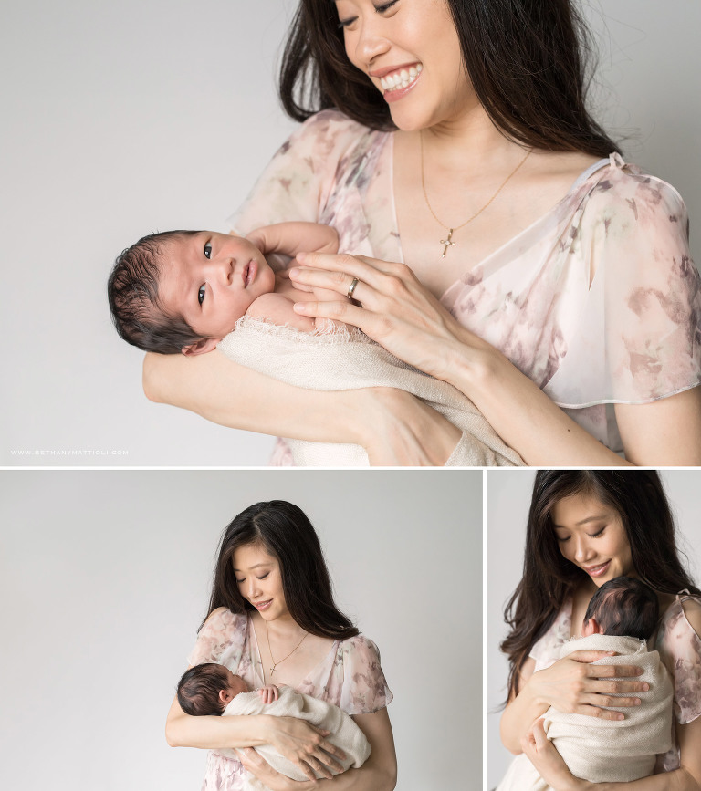 Mother holding newborn | Simple and Timeless Newborn Photography | Newborn Photography in the Bay Area | Bethany Mattioli Photography