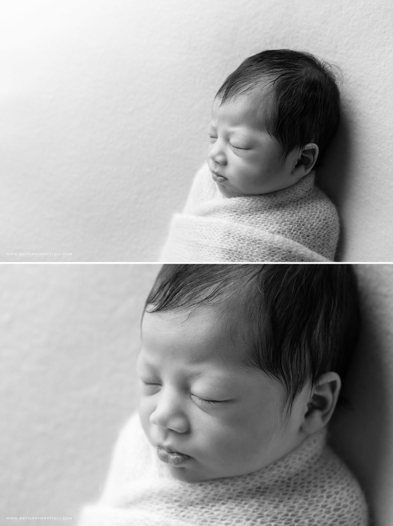 Simple and Timeless Black and White Newborn Photography | Newborn Photography in the Bay Area | Bethany Mattioli Photography