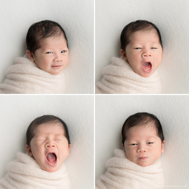 Yawning Newborn Girl | Simple and Natural Newborn Photography | Bay Area Photographer | Bethany Mattioli Photography