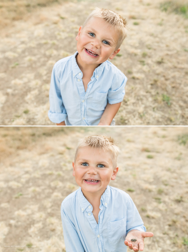 Toddler Boy with Frog | Morgan Hill Family Photographer | Bethany Mattioli Photography