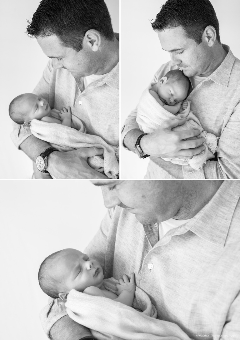 Black and White Photo of Dad and Newborn | Natural Newborn Photography in the Bay Area | Bethany Mattioli Photography