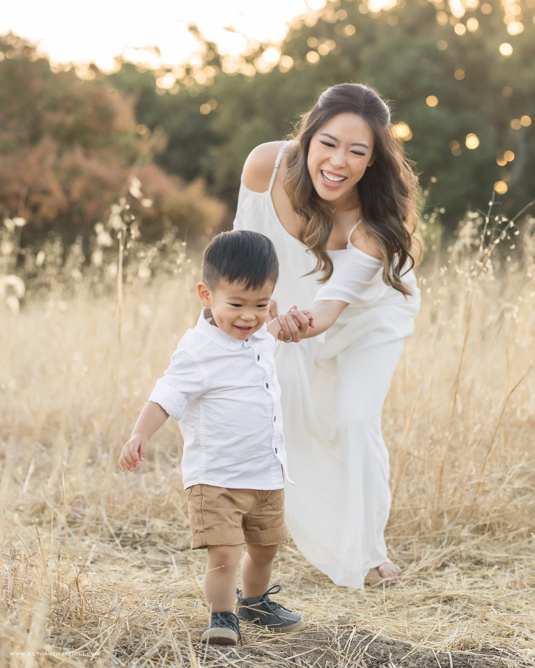 Mother walking with Toddler Son in Field | Bay Area Family Photographer Morgan Hill | Bethany Matti