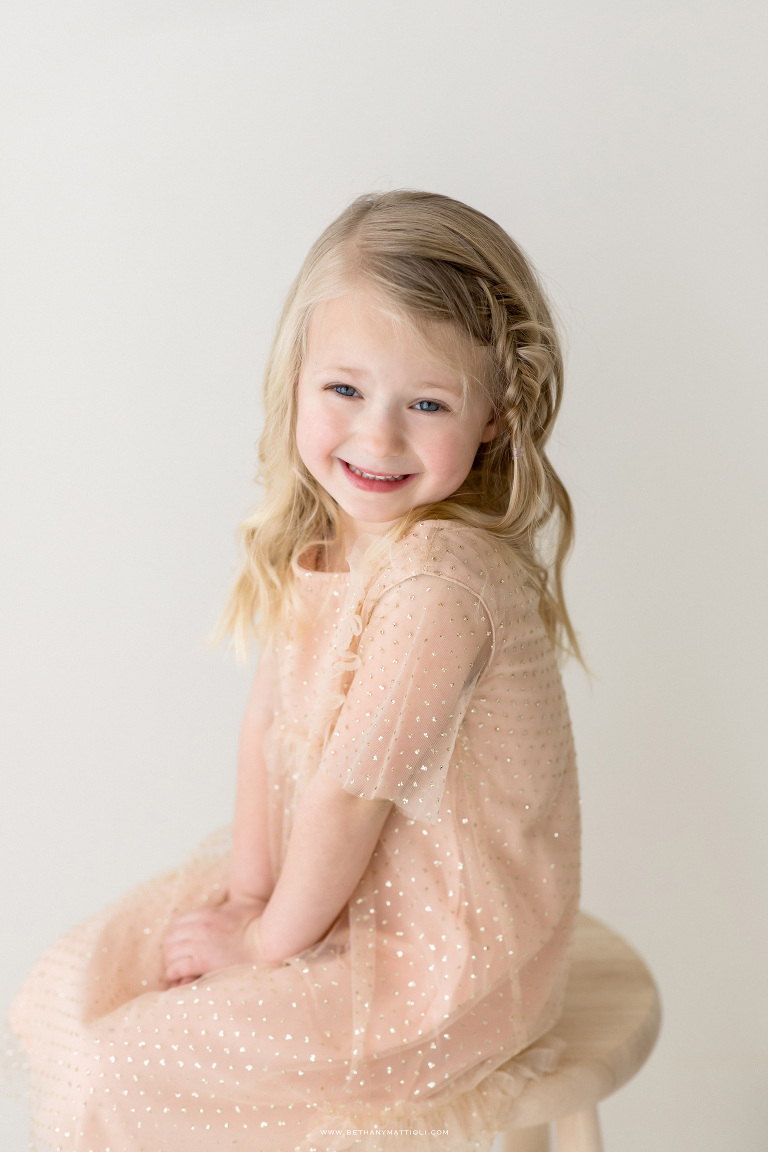 Smiling Five Year Blond Girl | Bay Area Children Photographer | Bethany Mattioli Photography 