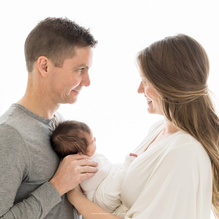 Newborn Photography Backlit in front of Studio Window | Morgan Hill Newborn Photography | Bethany Mattioli Photography 