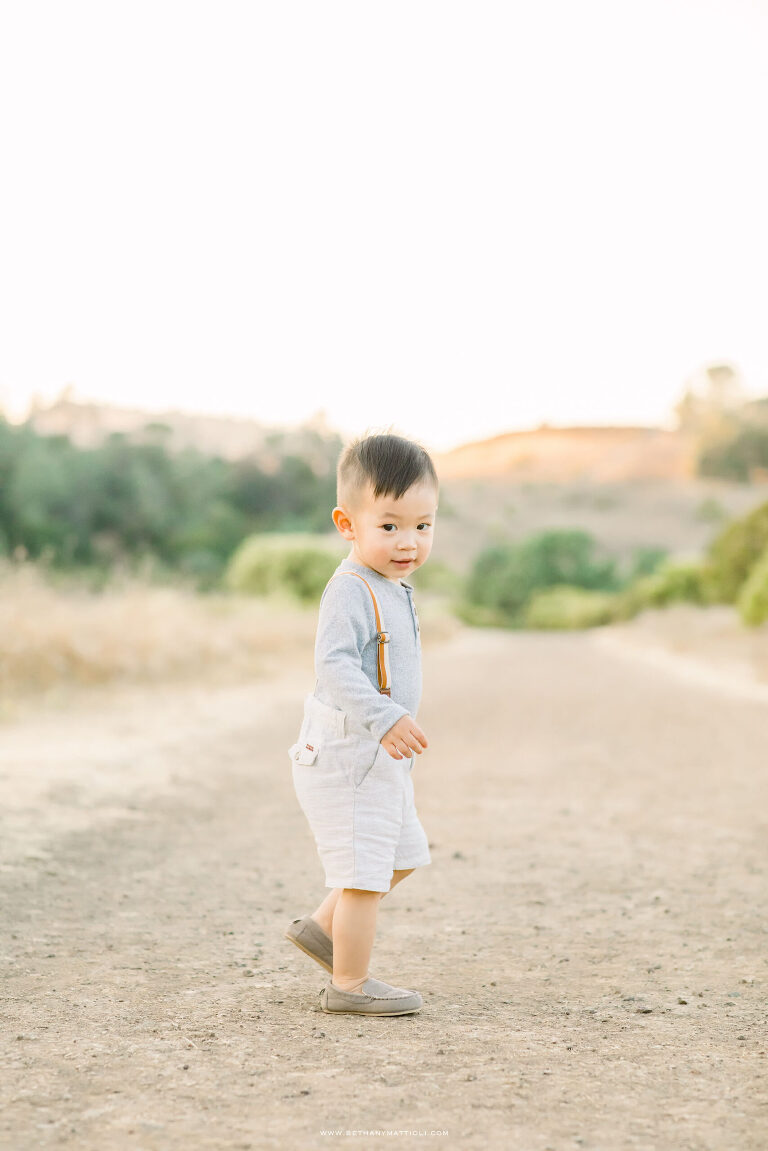 Toddler Boy in Suspenders | Bay Area Child Photographer 